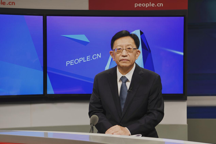 中國(guó)節(jié)能環(huán)保集團(tuán)有限公司黨委書記、董事長(zhǎng)宋鑫做客人民網(wǎng)。人民網(wǎng)記者 王曉嘯 攝